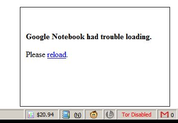 Google Notebook had trouble loading.