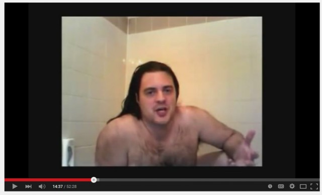 Guy in Bathtub ranting into a camera